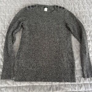 J. Crew Merino Charcoal Button-Shoulder Sweater